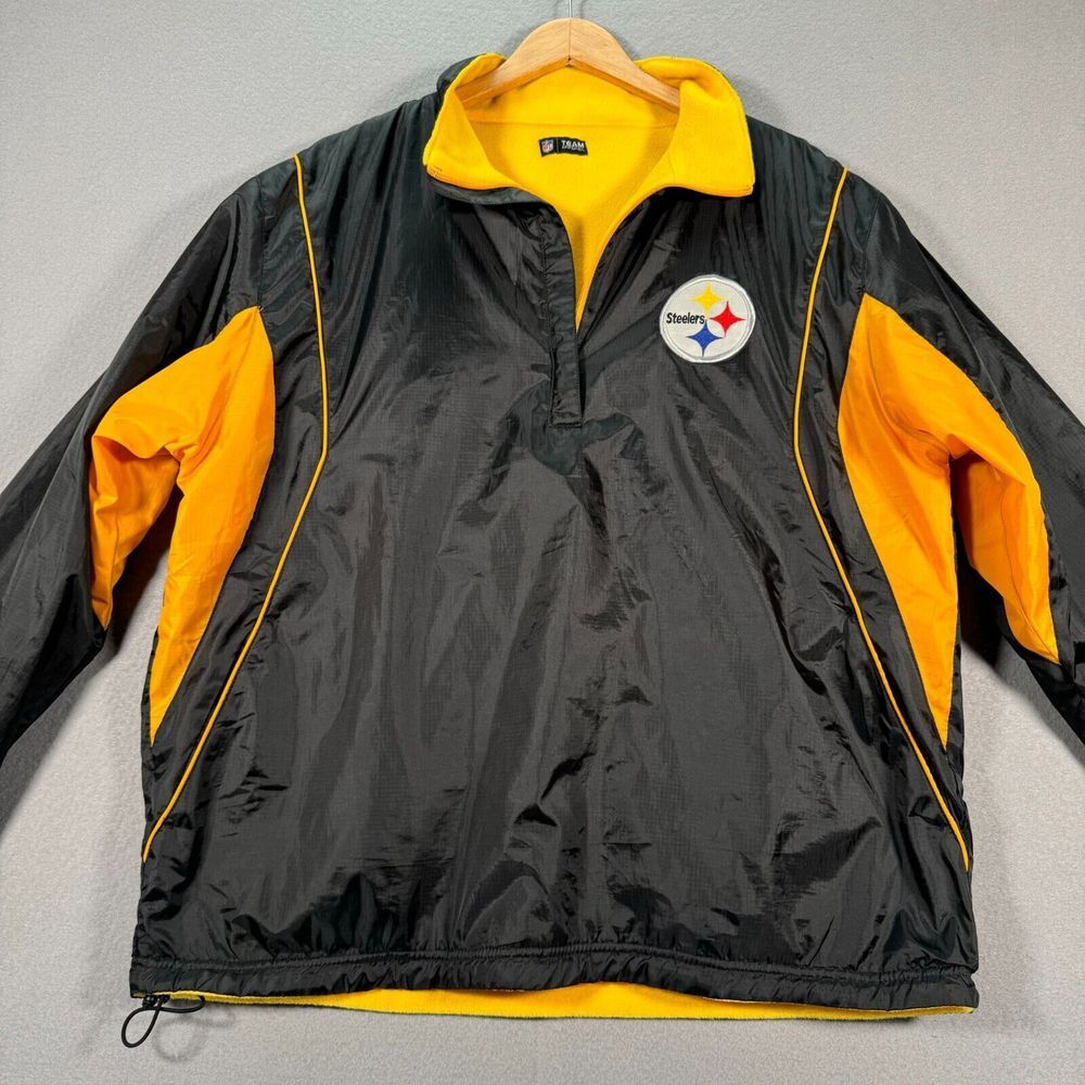 Pittsburgh Steelers Reversible Jacket‎ Mens Large Black Yellow NFL Team Apparel - Picture 3 of 15
